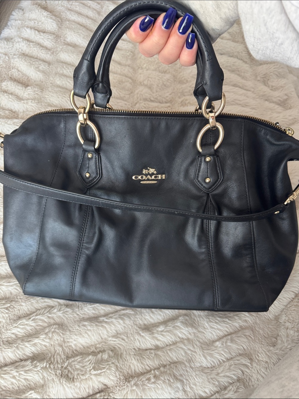 Coach Black Leather Satchel with Gold Hardware - Picture 5 of 5